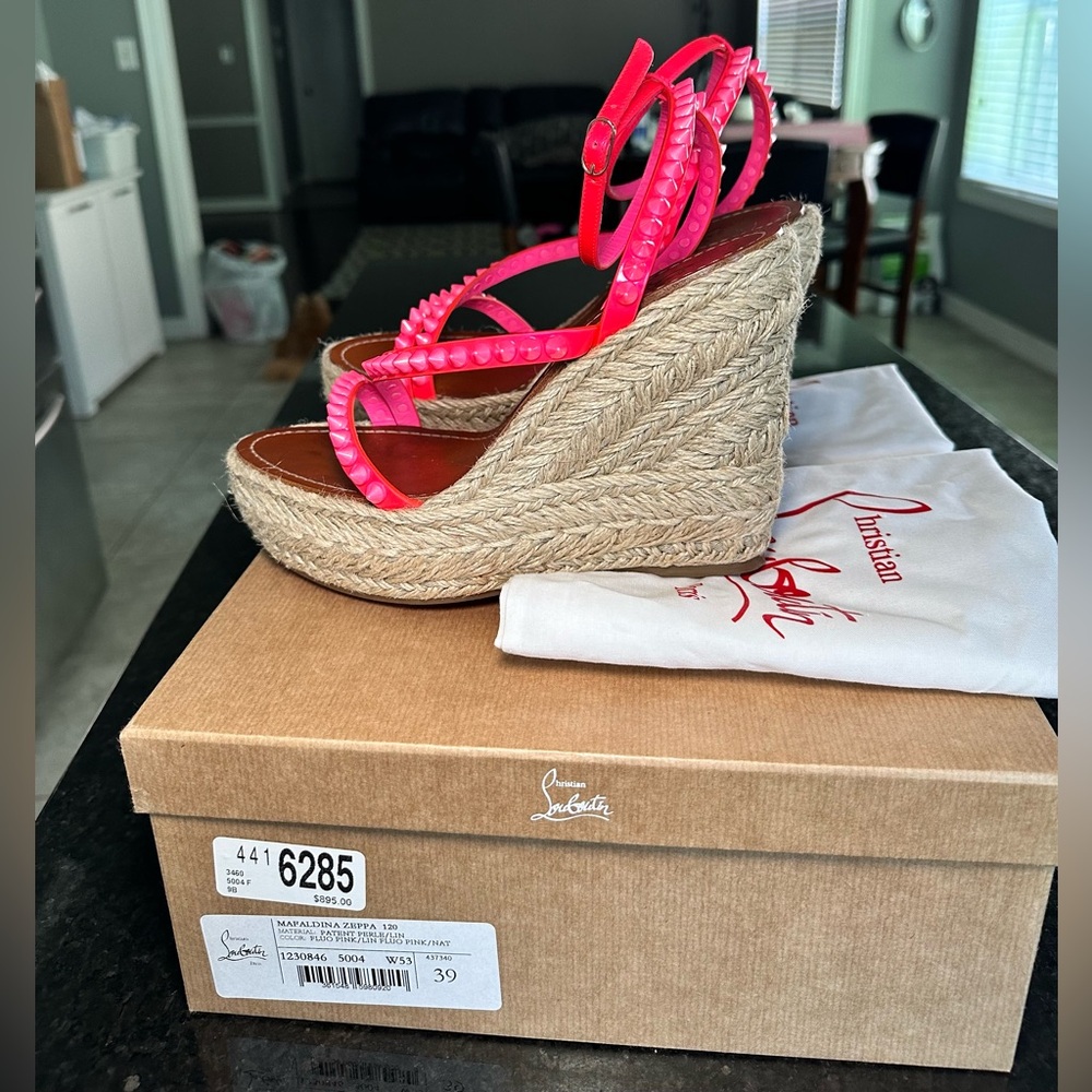Christian Louboutin MAFALDINA ZEPPA Spiked Platform Wedge Heel Sandal Shoes